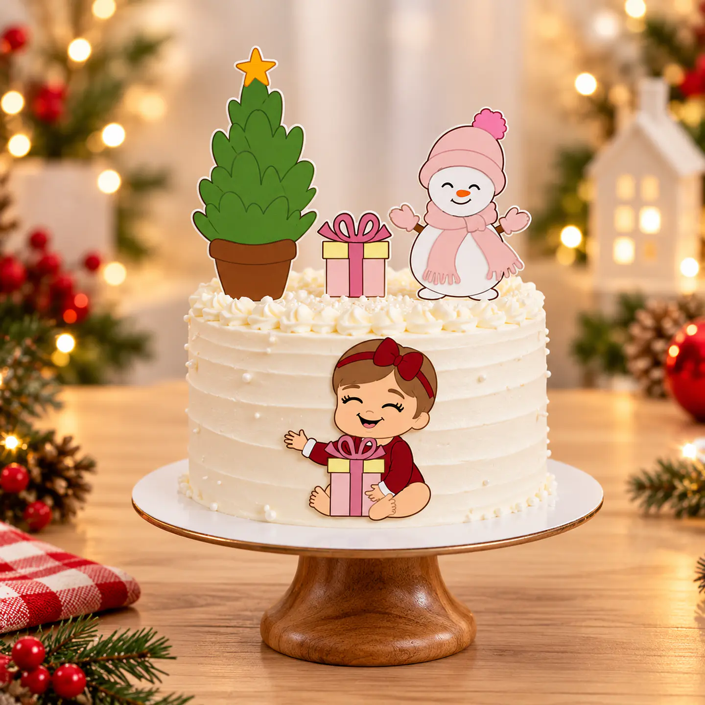 Arquivo de Corte Topo de Bolo Natal Bebê Criança Menina 7 1