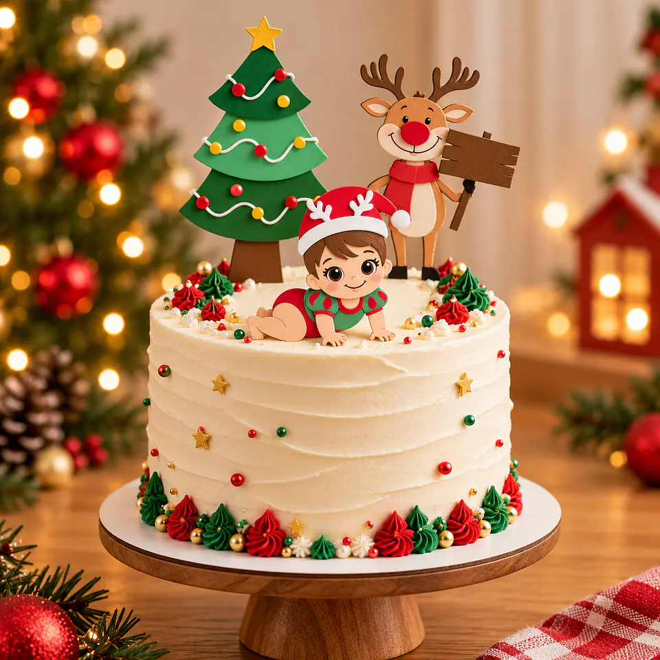 Arquivo de Corte Topo de Bolo Natal Bebê Criança Menina 5 1