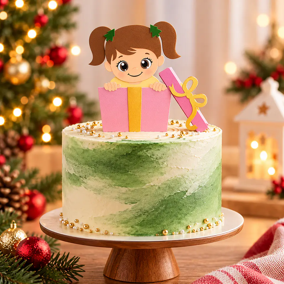 Arquivo de Corte Topo de Bolo Natal Bebê Criança Menina 4 1