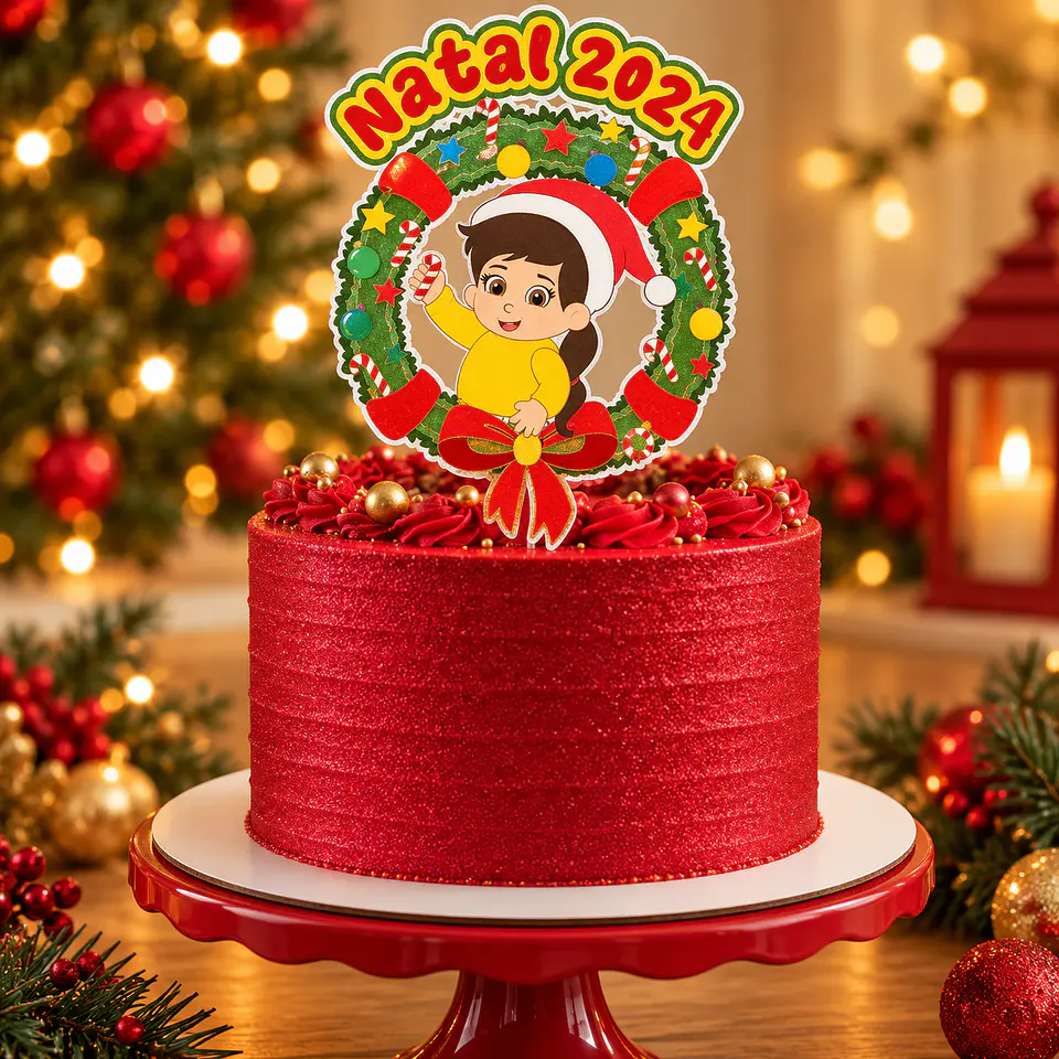 Arquivo de Corte Topo de Bolo Natal Bebê Criança Menina 3 1