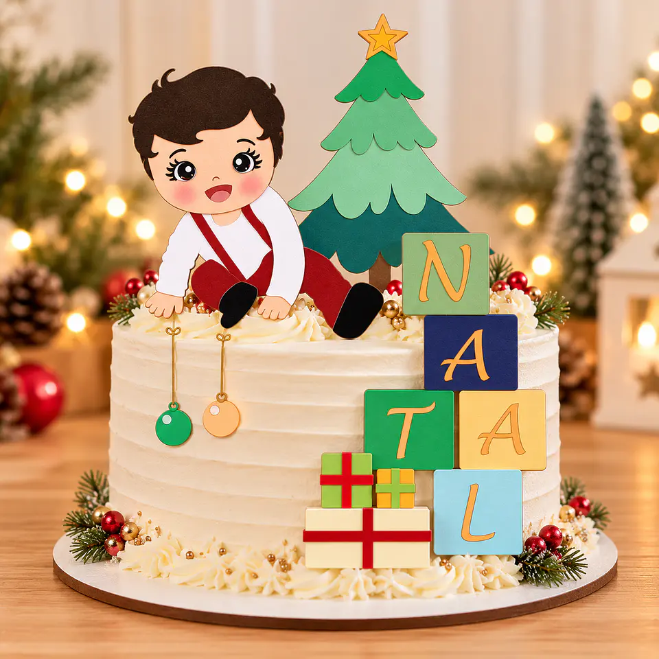Arquivo de Corte Topo de Bolo Natal Bebê Criança Menino 20 1