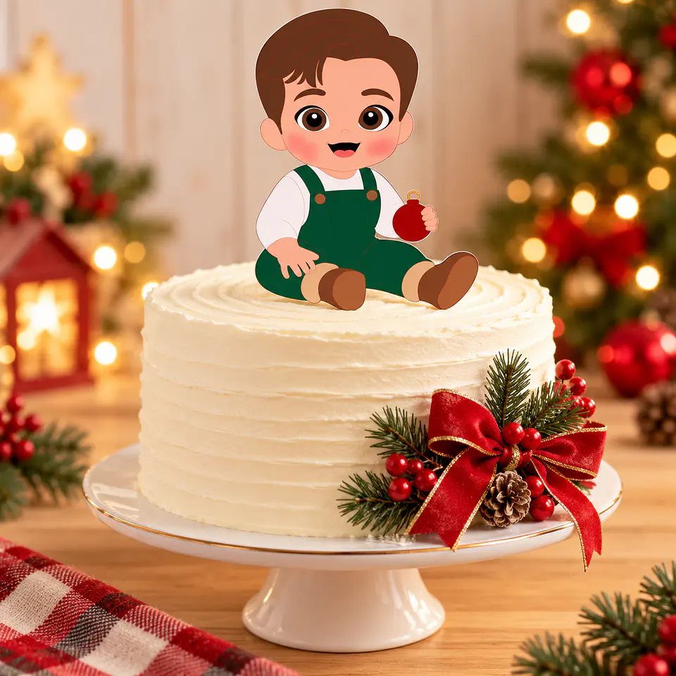Arquivo de Corte Topo de Bolo Natal Bebê Criança Menino 16 1