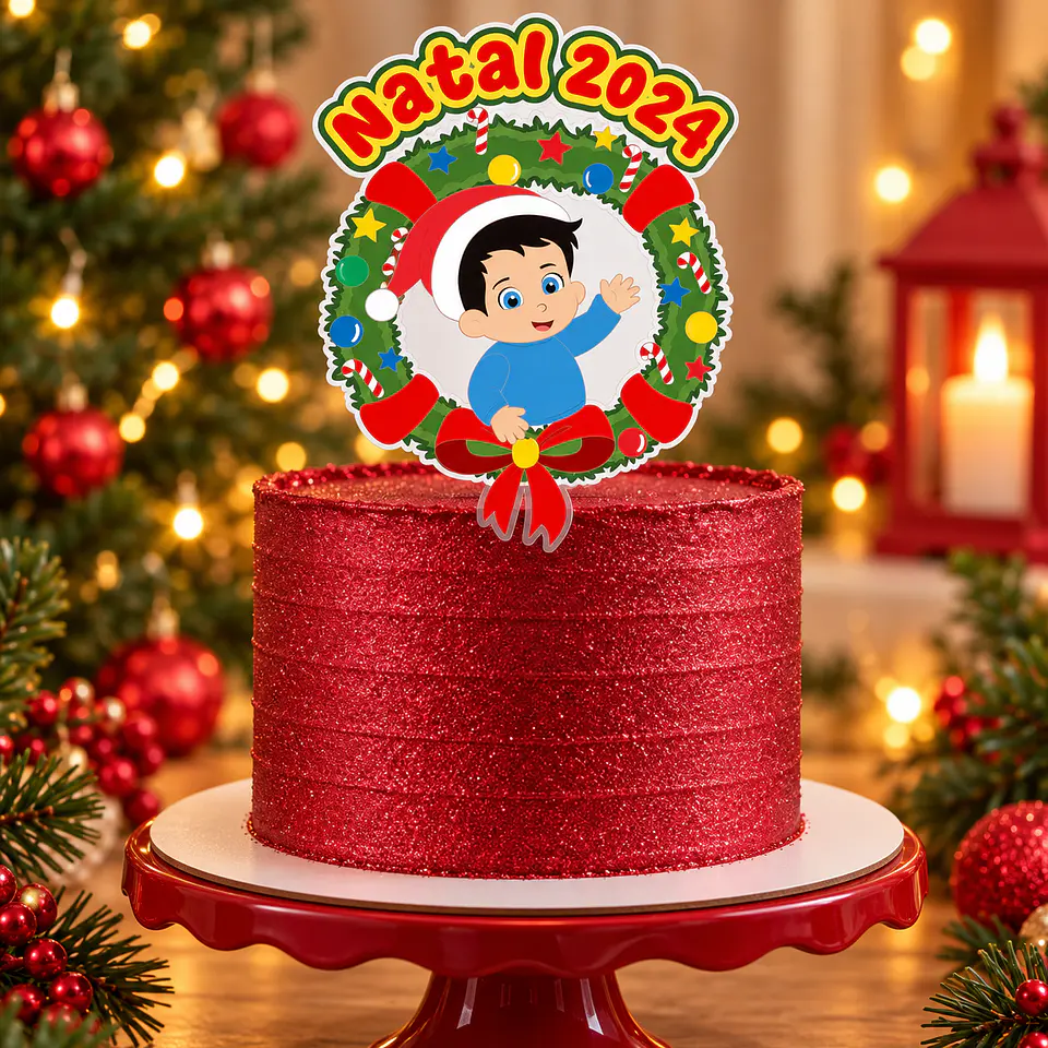 Arquivo de Corte Topo de Bolo Natal Bebê Criança Menino 7 1
