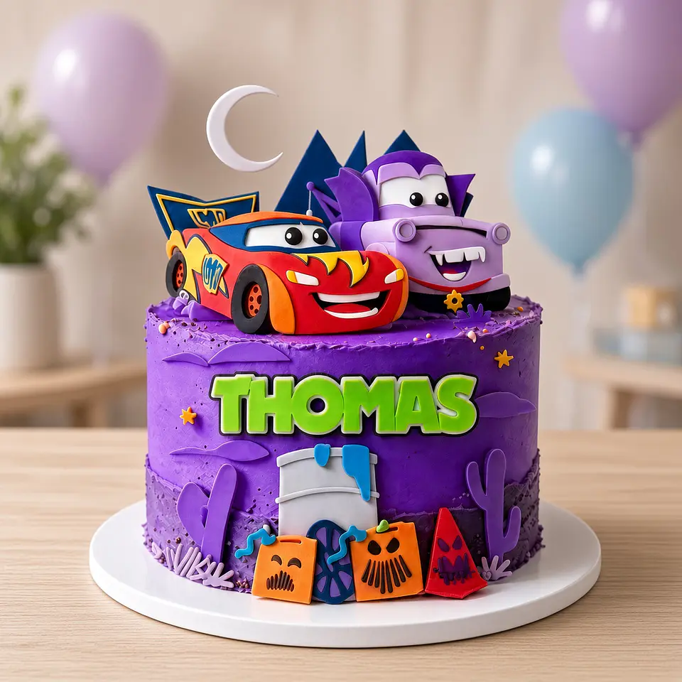 Arquivo de Corte Topo de Bolo Halloween Carros Disney 2 1