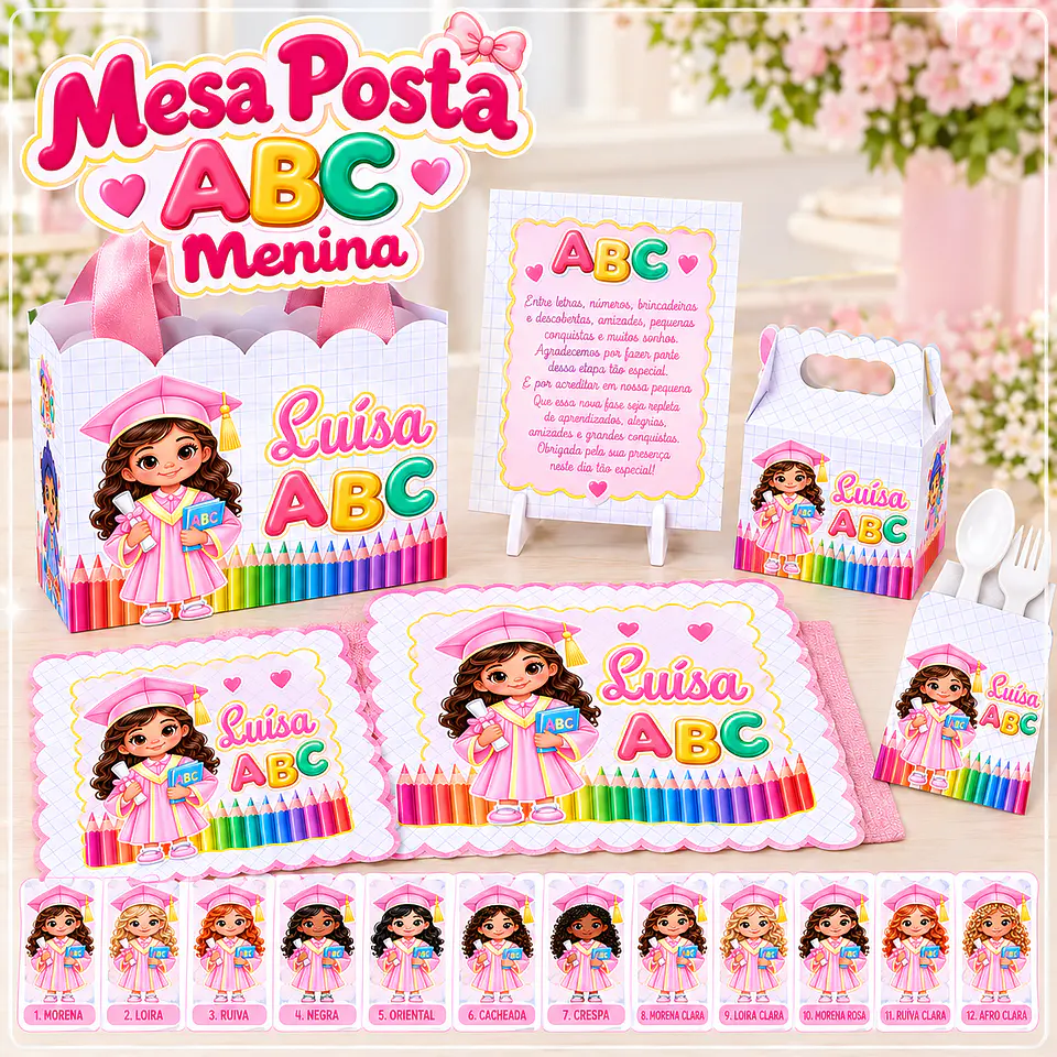 Arquivo de Corte Kit Mesa Posta Formatura ABC Menina 1 1