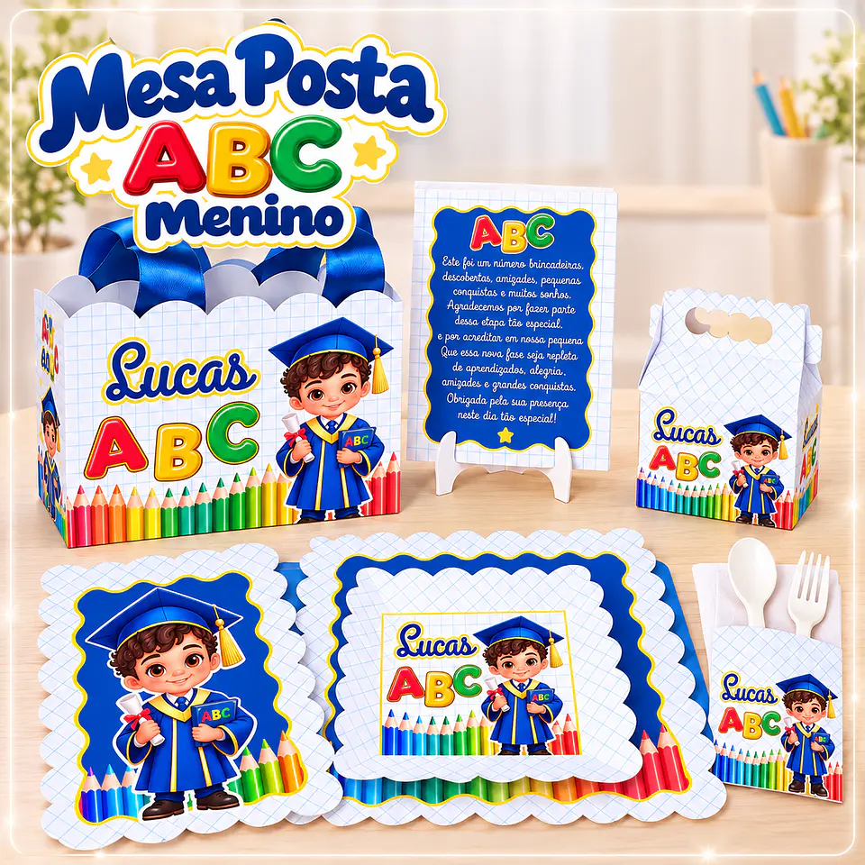 Arquivo de Corte Kit Mesa Posta Formatura ABC Menino 2 1