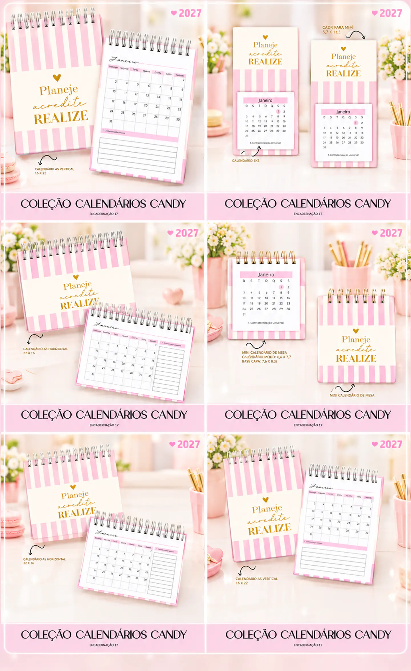 Encadernação - Pack Calendário Rosa 1