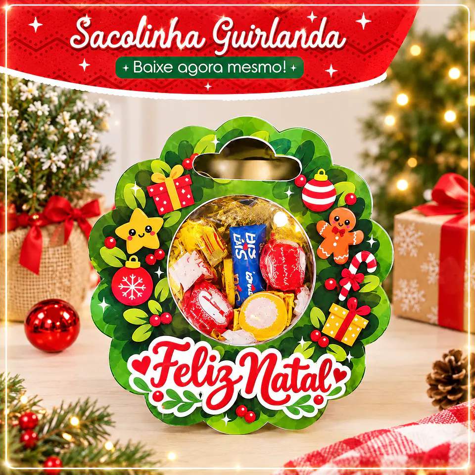 Arquivo de Corte Sacolinha Guirlanda Natal 1