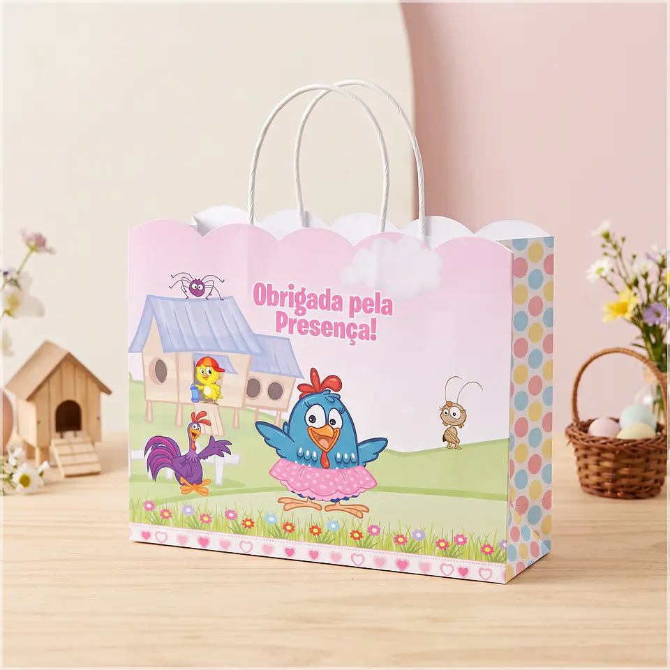 Arquivo de Corte Sacolinha Galinha Pintadinha Rosa 12 1