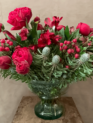 Arreglo Navidad en copón de vidrio