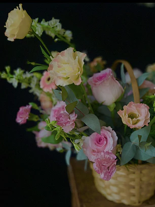 Canasto Ofelia / Paleta rosados y blanco