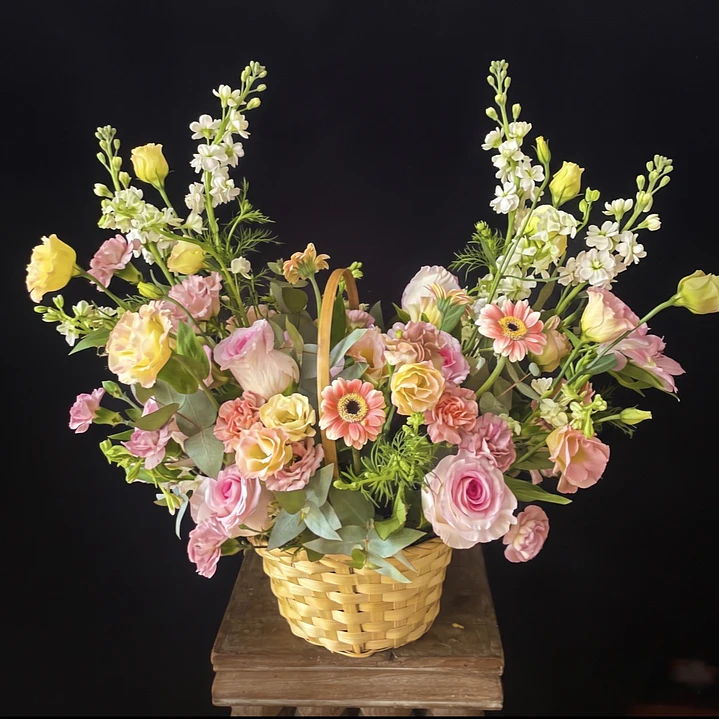 Canasto Ofelia / Paleta rosados y blanco 1