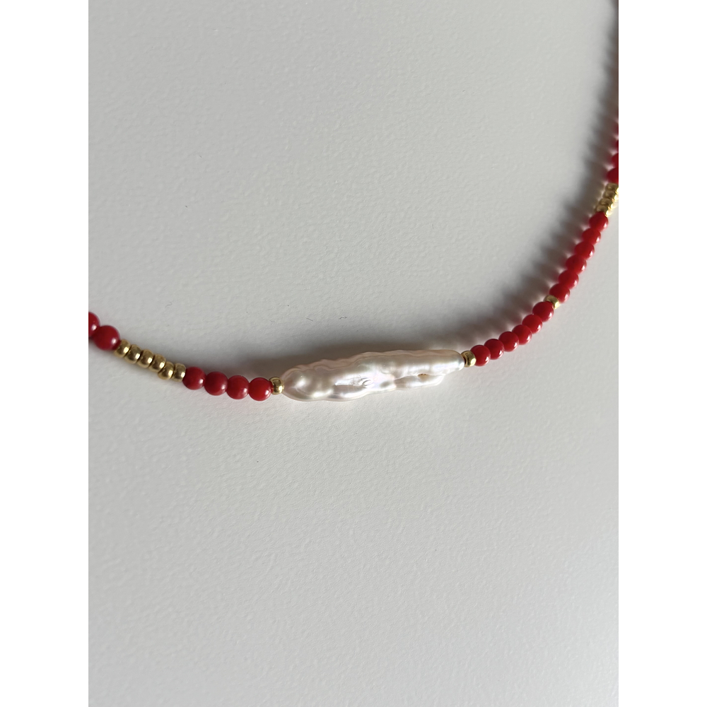 Choker Coral + Perla 