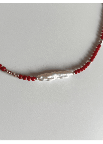 Choker Coral + Perla 