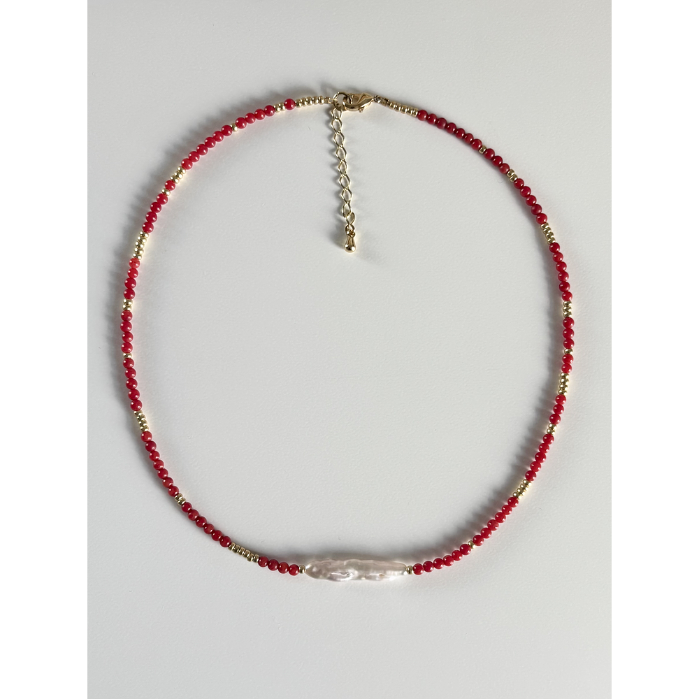 Choker Coral + Perla 