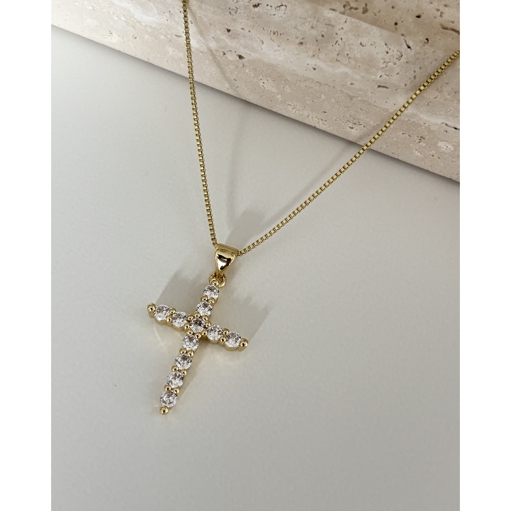 Collar Cruz M circones / Enchape Oro