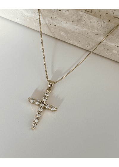 Collar Cruz M circones / Enchape Oro