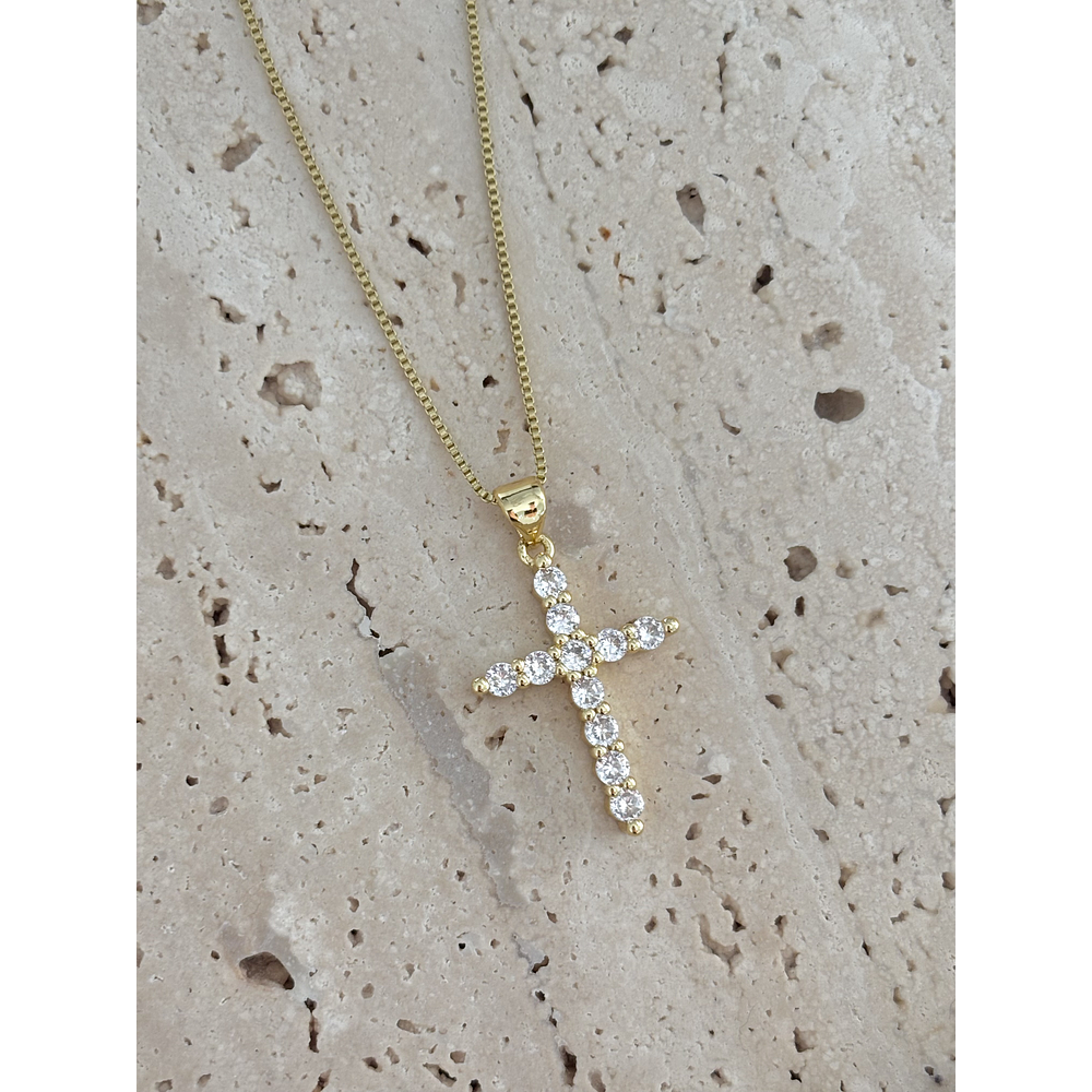 Collar Cruz M circones / Enchape Oro