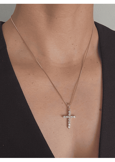 Collar Cruz M circones / Enchape Oro