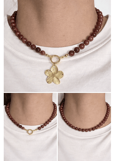 Collar Flor Sakura Jade 3 en 1 