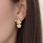 Aros Hibis Doble Flor / Enchape Oro