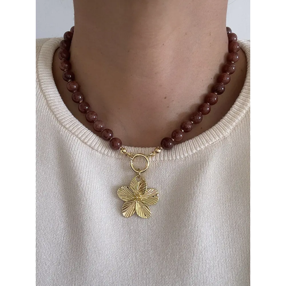 Collar Flor Sakura Jade 2 en 1 