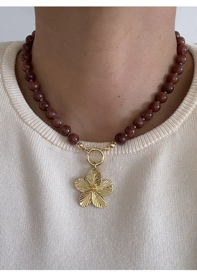 Collar Flor Sakura Jade 2 en 1 