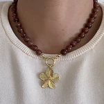 Collar Flor Sakura Jade 2 en 1 