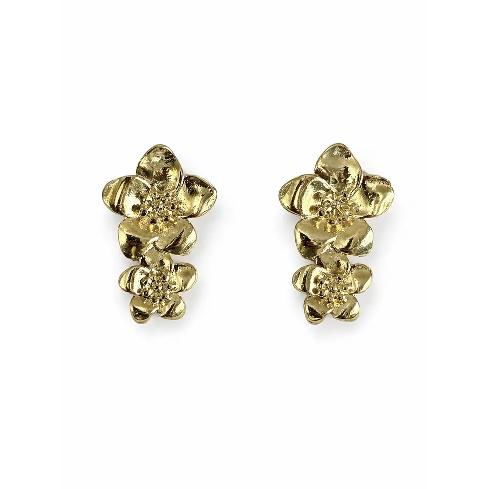 Aros Hibis Doble Flor / Enchape Oro
