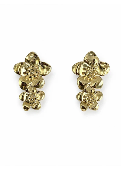 Aros Hibis Doble Flor / Enchape Oro
