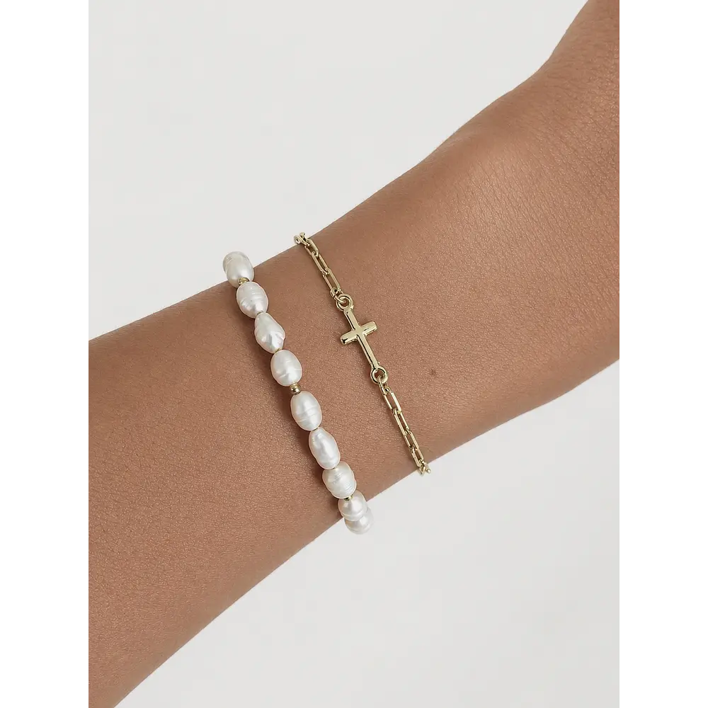 Pulsera mini cruz - Enchape oro