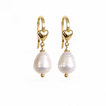 Aros corazón + perla natural
