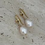 Aros corazón + perla natural