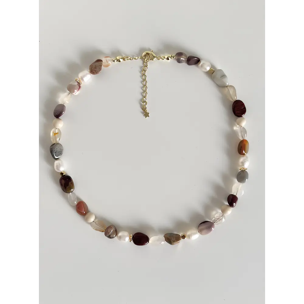Collar mix ágatas y perlas
