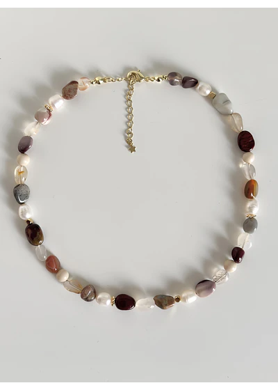 Collar mix ágatas y perlas