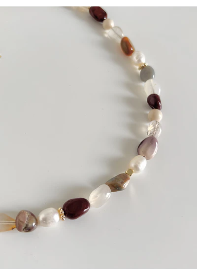 Collar mix ágatas y perlas