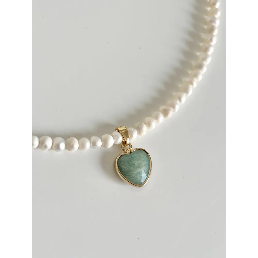 Choker perlas de río / amazonita
