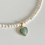 Choker perlas de río / amazonita
