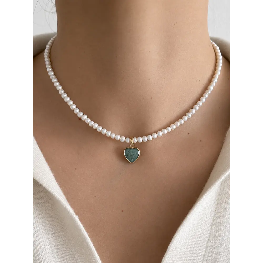 Choker perlas de río / amazonita