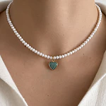 Choker perlas de río / amazonita