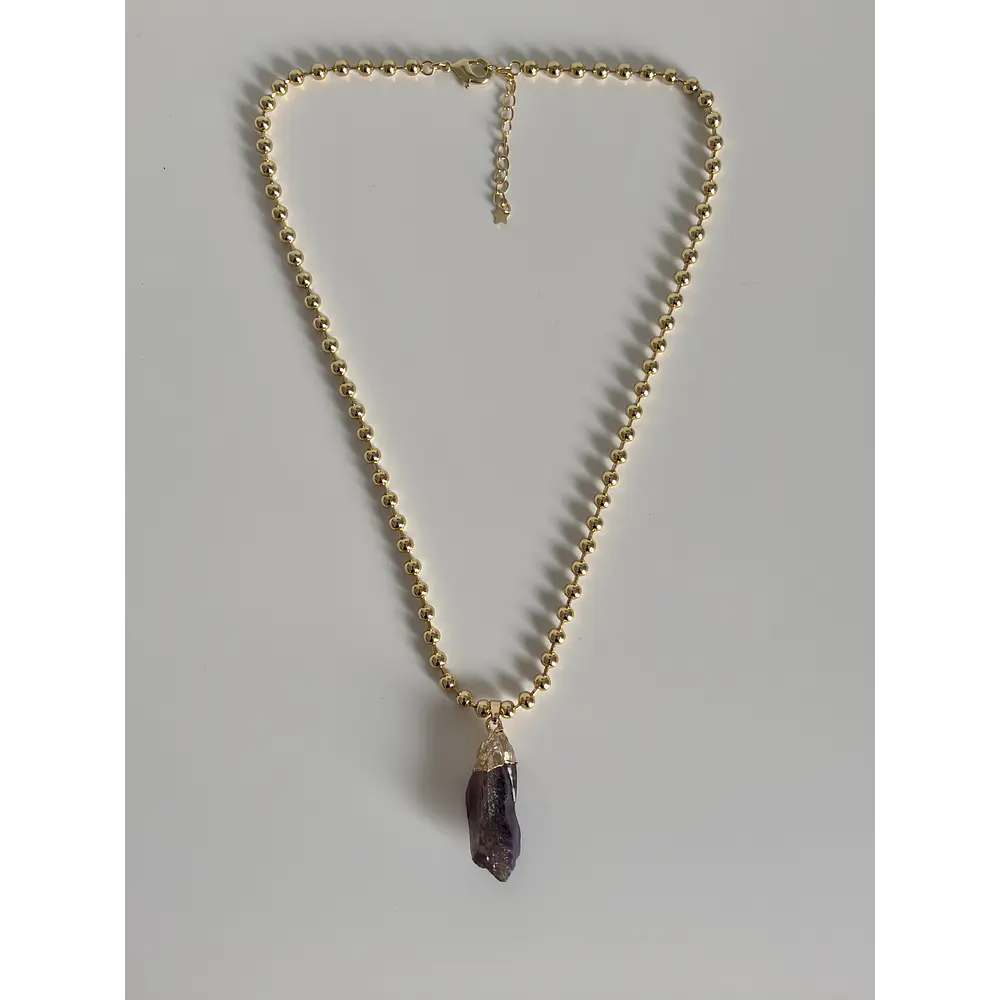 Collar esferas con piedra amatista 