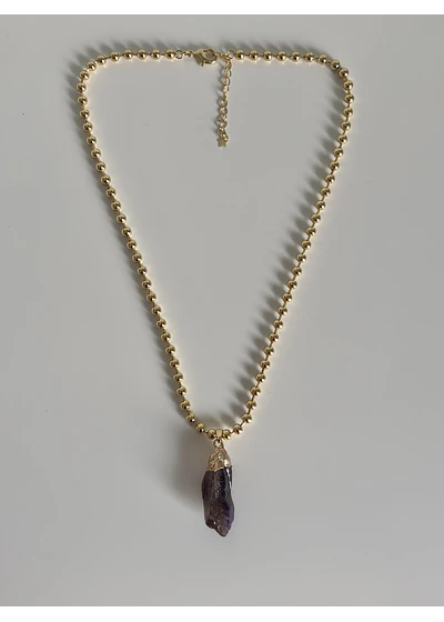 Collar esferas con piedra amatista 