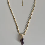 Collar esferas con piedra amatista 