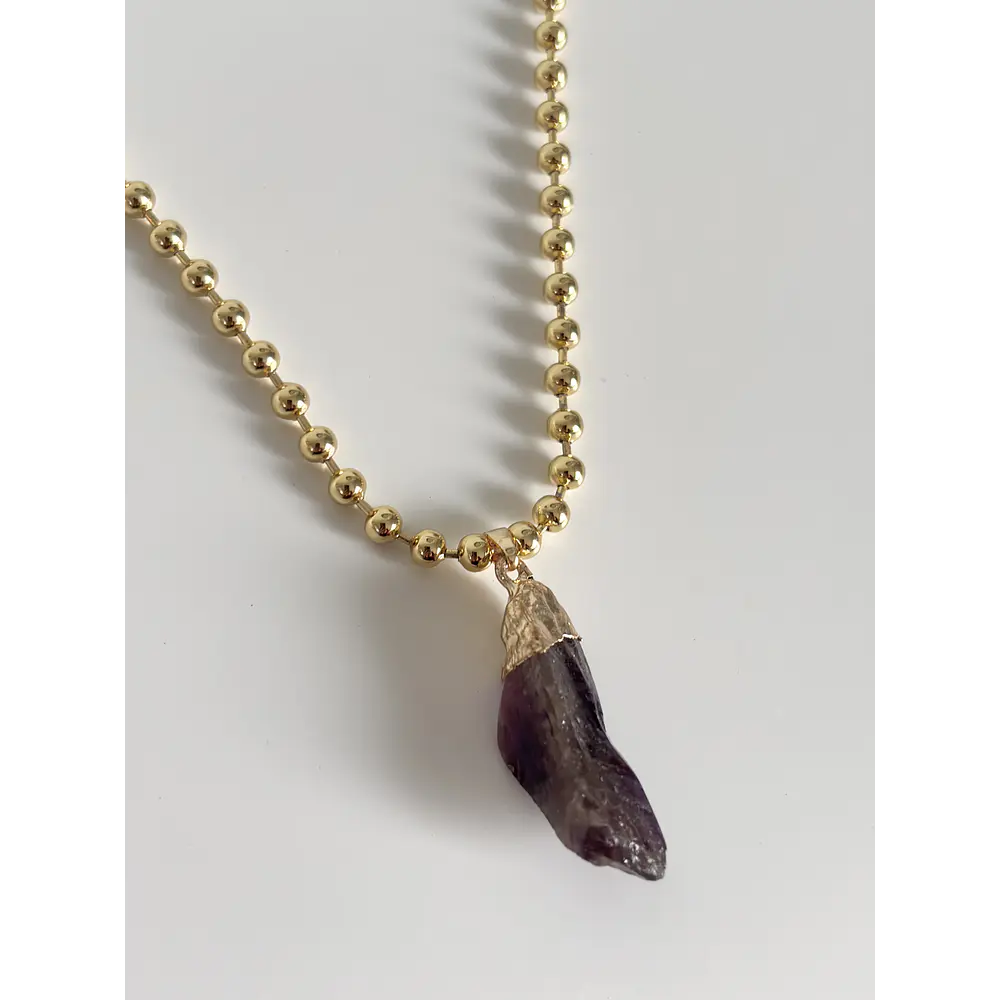 Collar esferas con piedra amatista 
