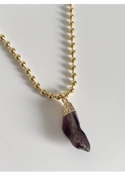 Collar esferas con piedra amatista 