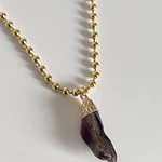 Collar esferas con piedra amatista 
