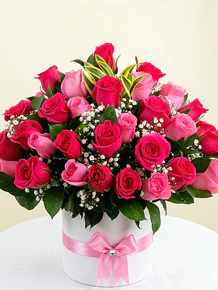 Caja con Rosas Rosadas