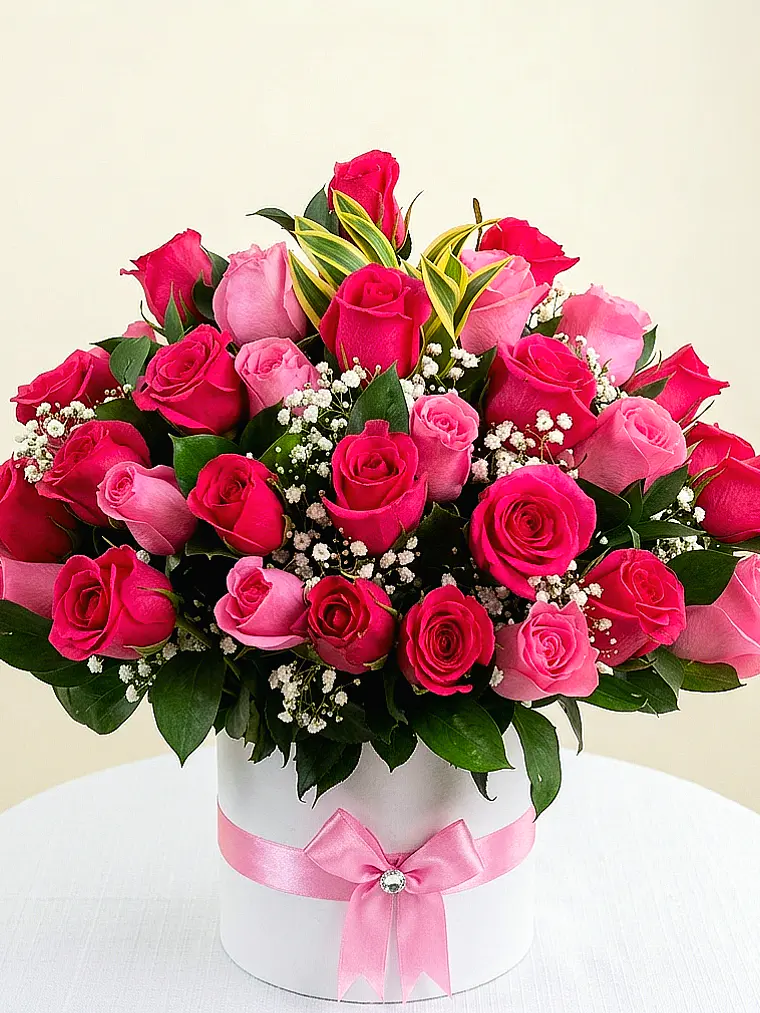 Caja con Rosas Rosadas 1