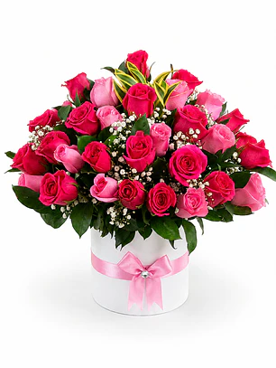 Caja con Rosas Rosadas