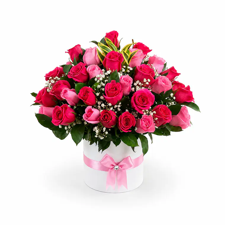 Caja con Rosas Rosadas 1